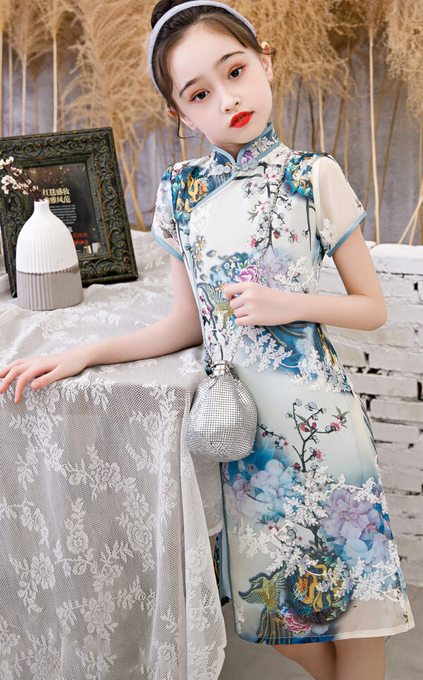 Bitablue Girl's Chinese Dragon and Phoenix Floral Dress - Image 4