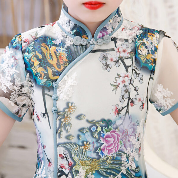 Bitablue Girl's Chinese Dragon and Phoenix Floral Dress - Image 5