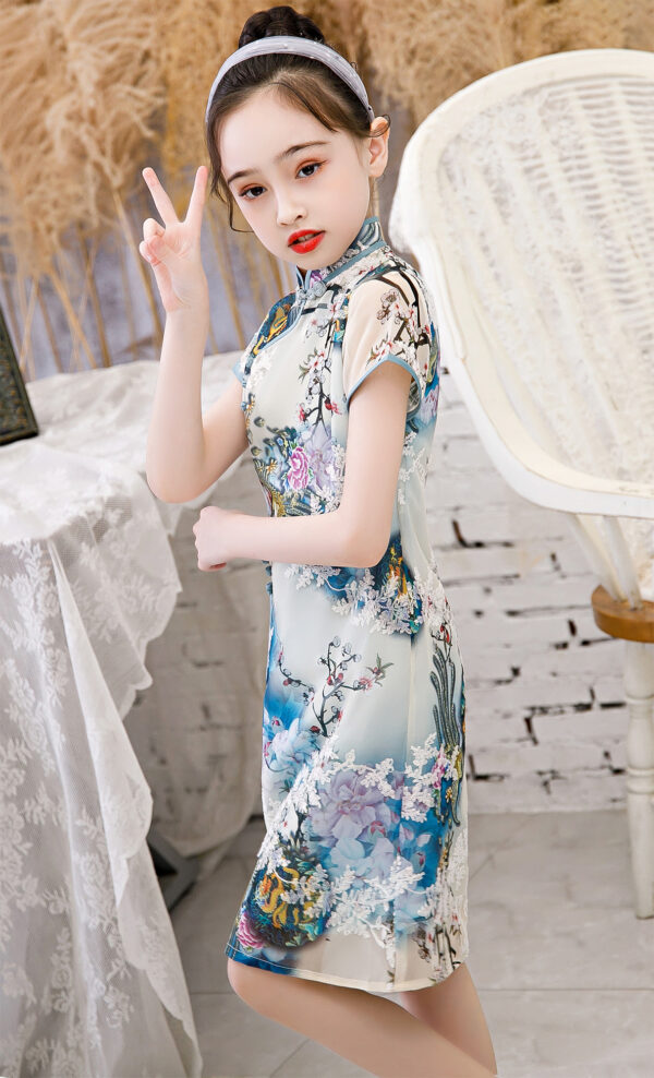 Bitablue Girl's Chinese Dragon and Phoenix Floral Dress - Image 6