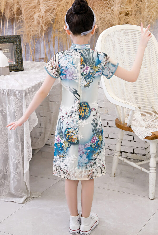 Bitablue Girl's Chinese Dragon and Phoenix Floral Dress - Image 7