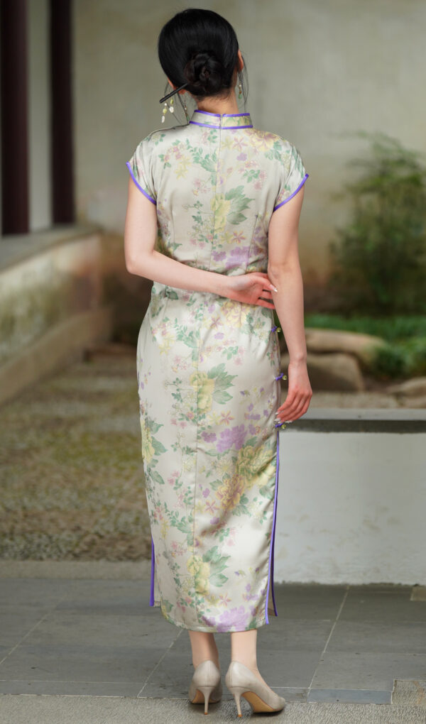 Women’s Luxury Peony Jacquard Drop Shoulder Sleeve Cheongsam - Image 7