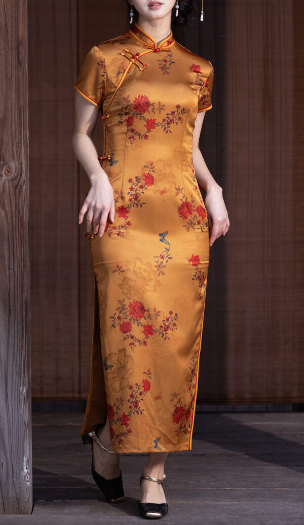Women’s Luxury Chrysanthemum Jacquard Cheongsam Dress - Image 2