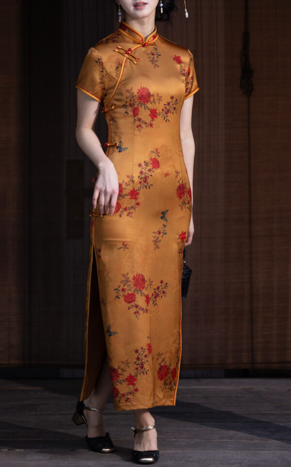 Women’s Luxury Chrysanthemum Jacquard Cheongsam Dress - Image 5