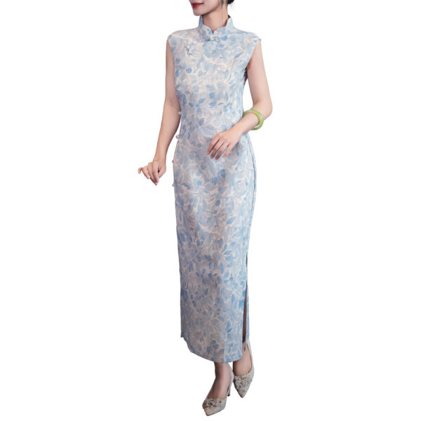 Women’s Elegant Orchid Print Traditional Qipao
