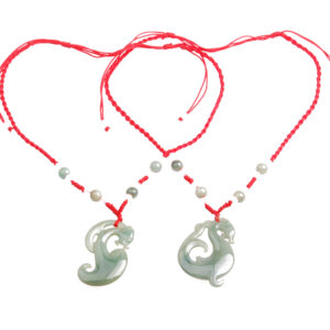 Dragon and Phoenix Auspicious Jade Red String Necklace