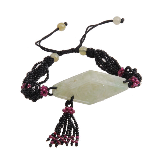 Diamond-Shaped Carved Jade Bracelet