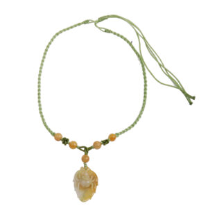 Yellow Jade Carved Pendant Necklace